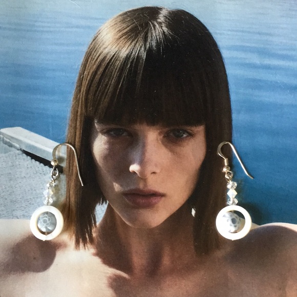 Vintage Jewelry - Beautiful vintage sterling silver 925 malifori mother of pear earrings,